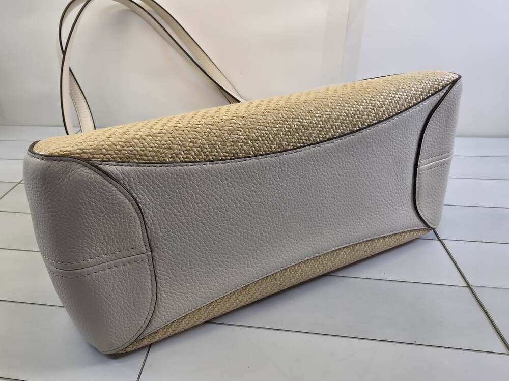 Kate spade Leila Straw and Leather Handbag - Triple Compartment - Gold Hardware - Picture 6 of 10